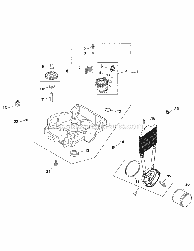 Kohler Cv750-0028 Oil Pan & Lubrication Diagram and Parts List for M60-KH 53AH8CT6050-30HP-OHV Cub Cadet Lawn Tractor